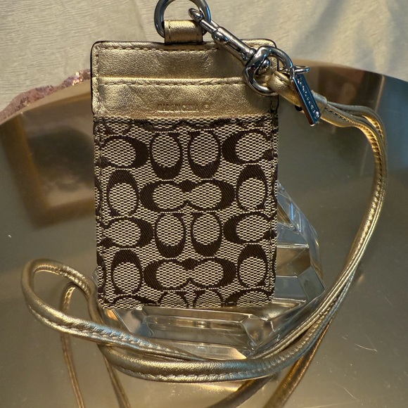 Coach Gold and Black Card Holder - Picture 1 of 3